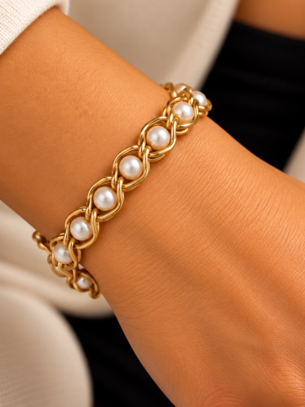 Avon Gold Pearl Link Bracelet